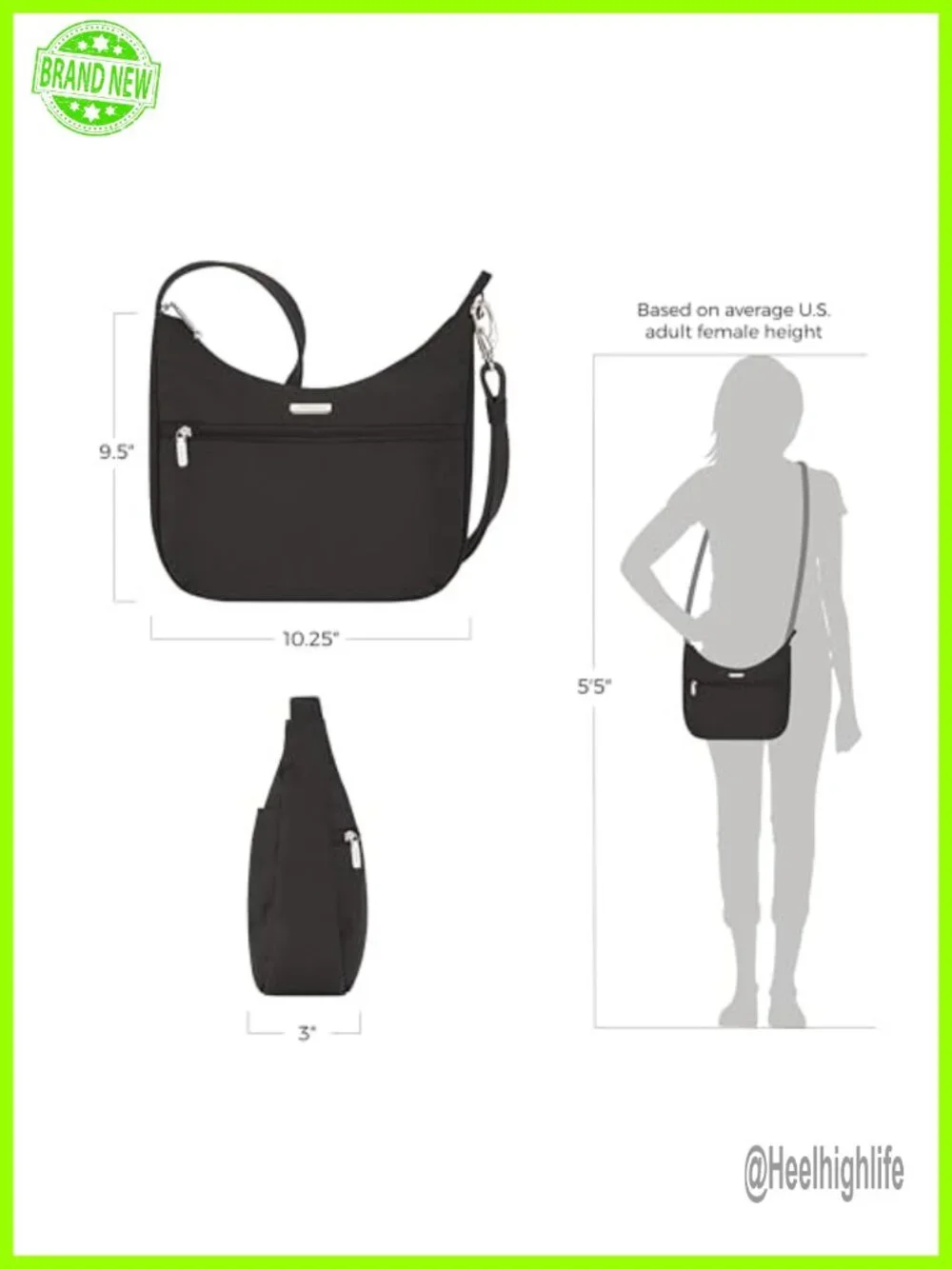 Anti-Theft East/West Hobo Bag with RFID Blocking-Slash Resistant
